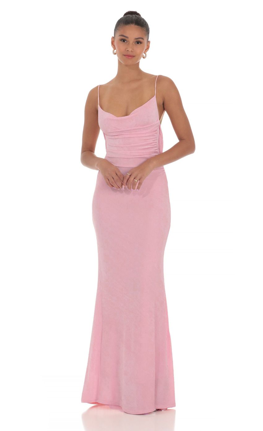 Product image for Lace Open Back Maxi Dress in Pink