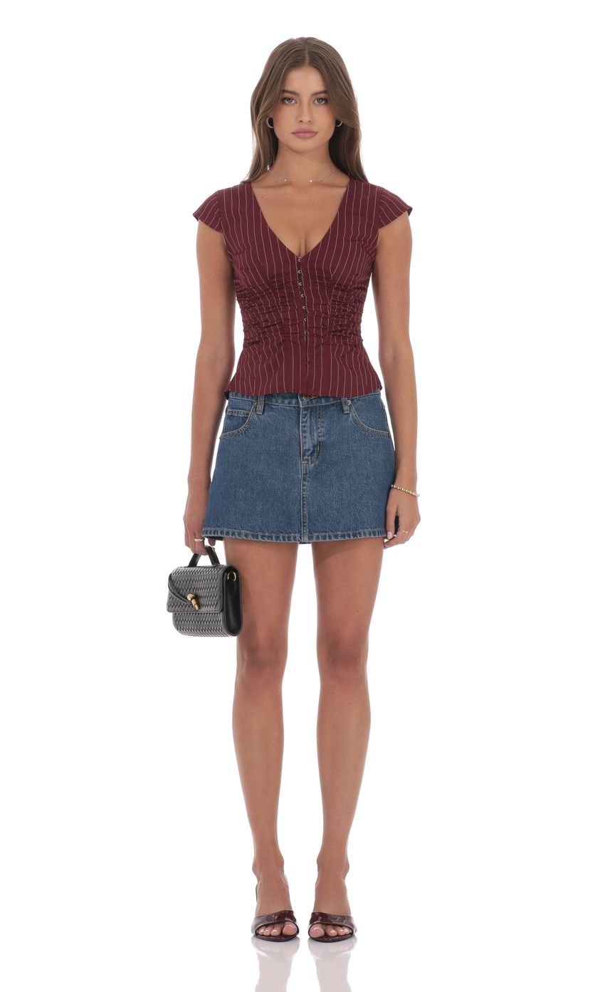 Product image for Striped Fitted Top in Maroon