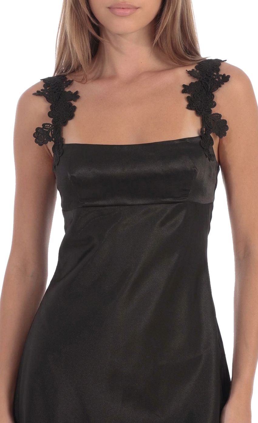 Product image for Floral Appliqué Mini Dress in Black