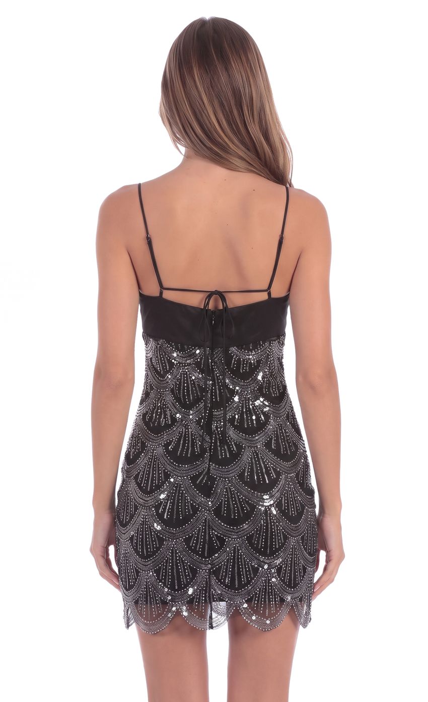Product image for Sweetheart Scallop Mini Dress in Black