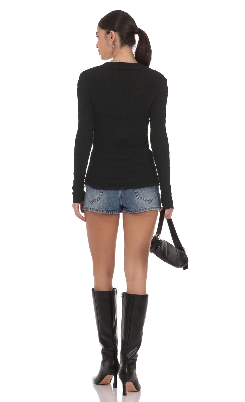 Product image for Textured Ribbed Top in Black