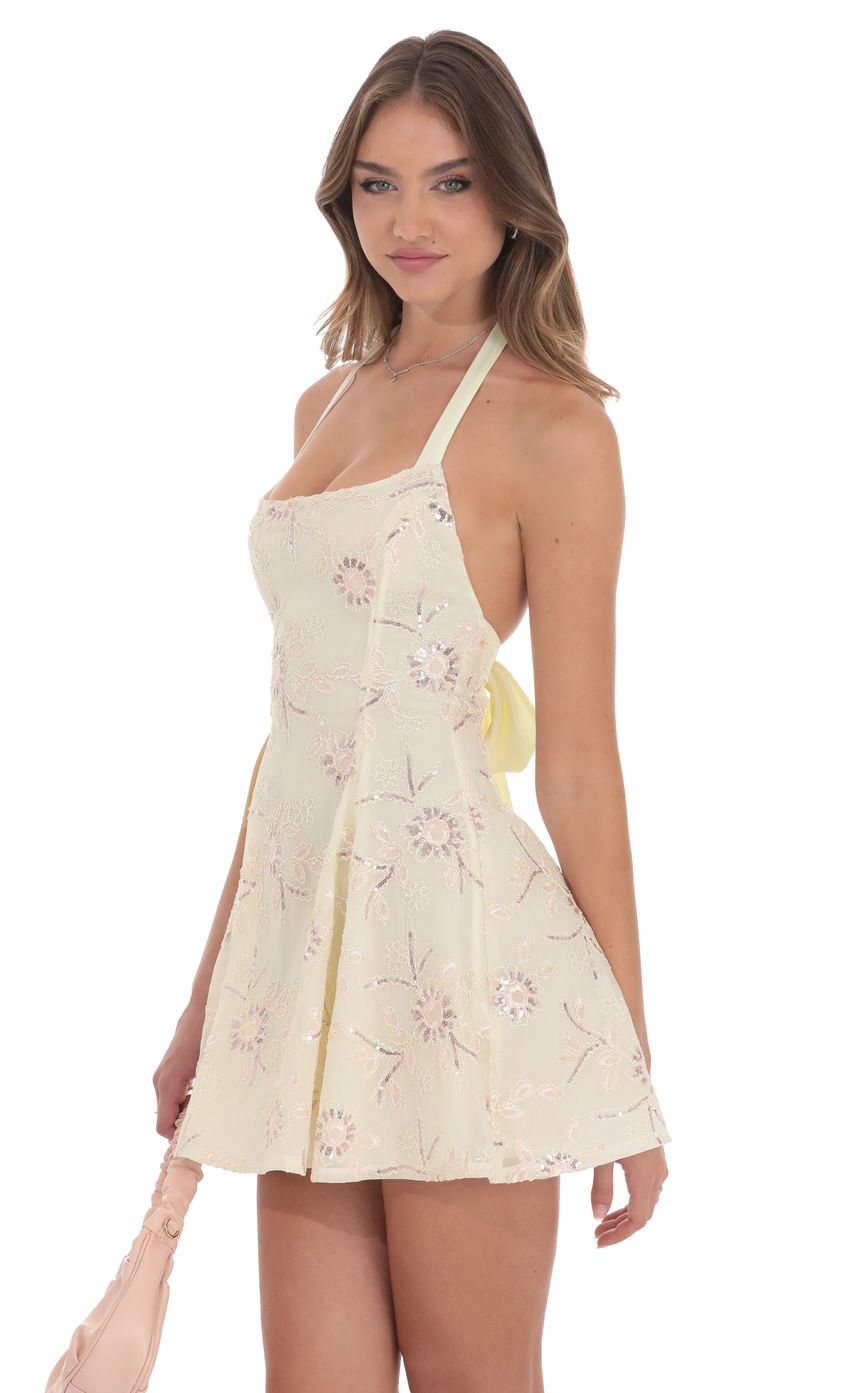 Product image for Floral Halter Open Back Dress in Cream