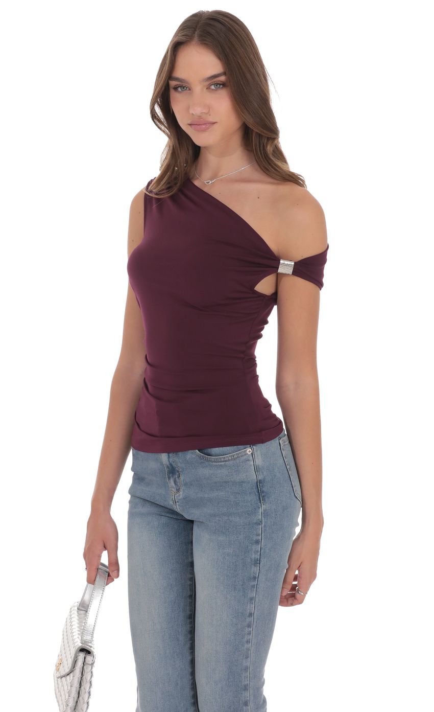 Product image for Embellished Off Shoulder Top in Purple