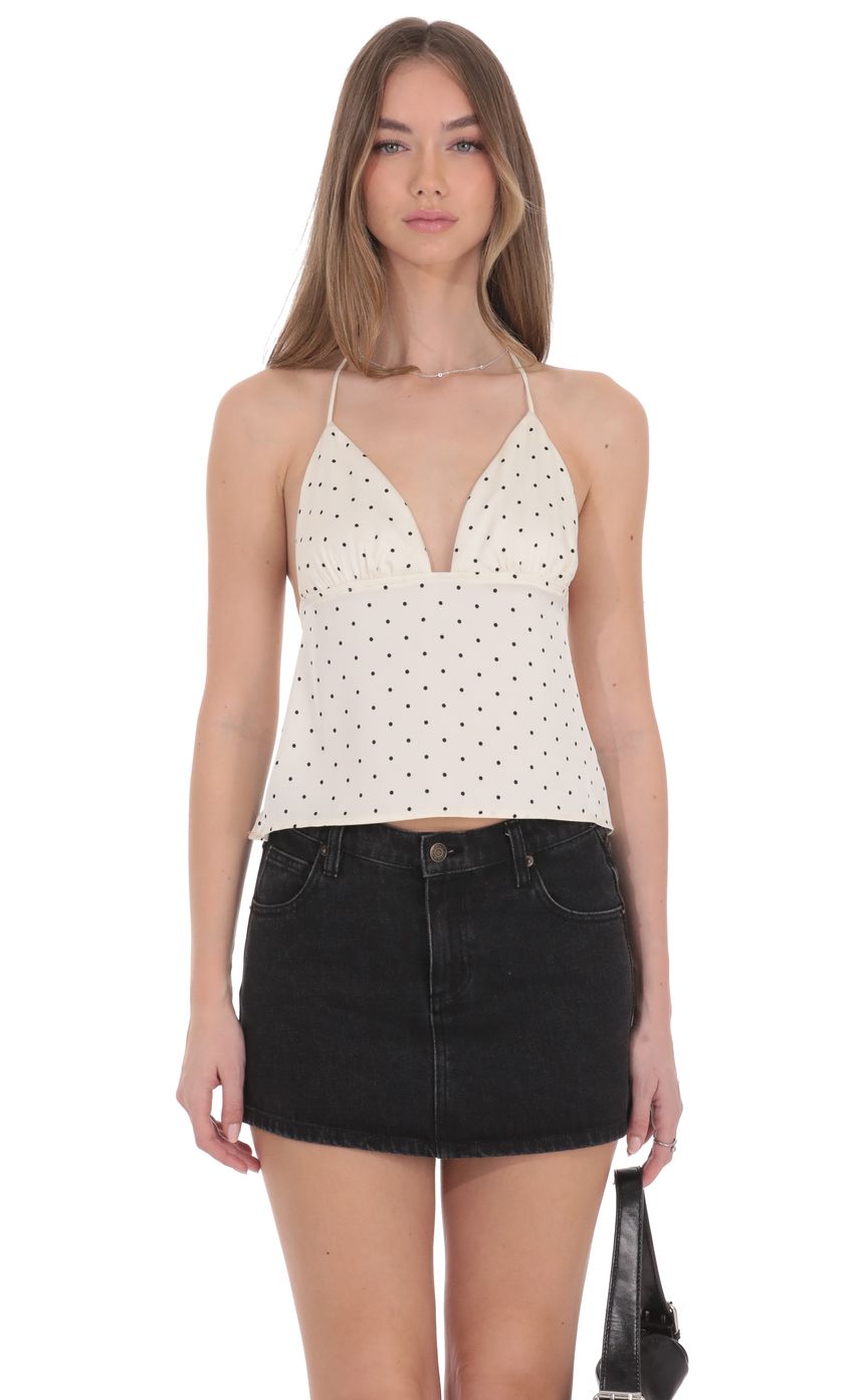 Product image for Triangle Polka Dot Top in Cream