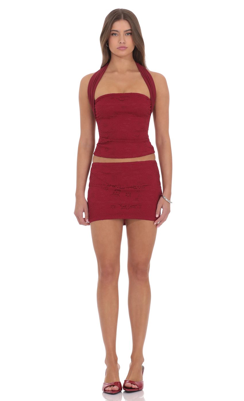 Product image for Lace Mini Skirt in Red