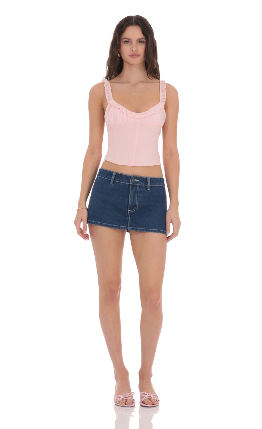 Picture Denim Mini Skort in Blue. Source: https://media-img.lucyinthesky.com/data/product-media/850xAUTO/30977228-ad88-4024-89dd-966aa20c2fe6.jpg