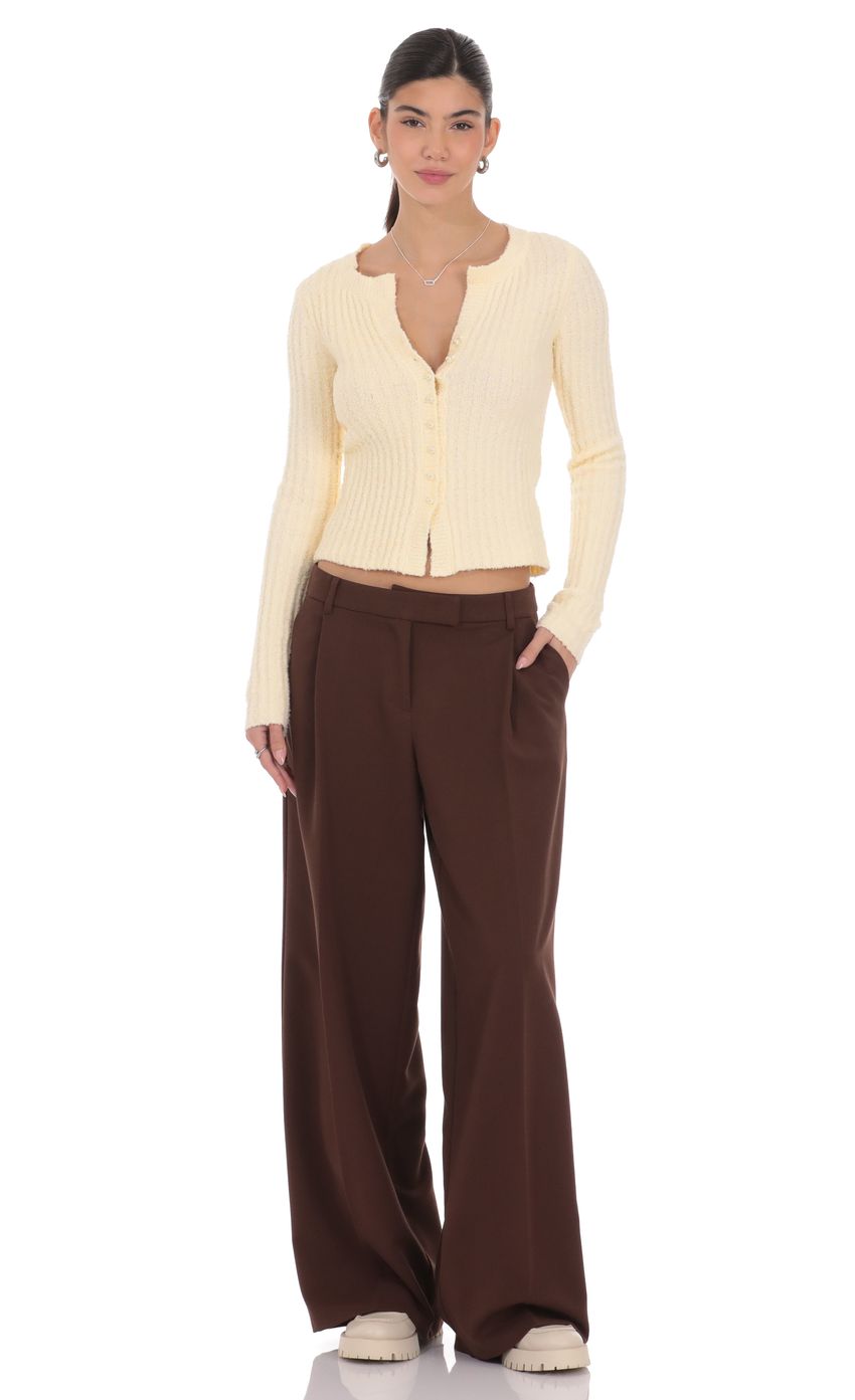 Product image for Ribbed Knit Cardigan in Cream