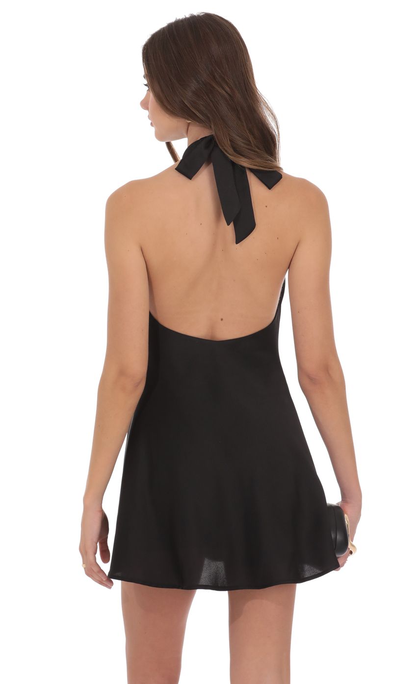 Product image for Satin Choker Cowl Neck Dress in Black