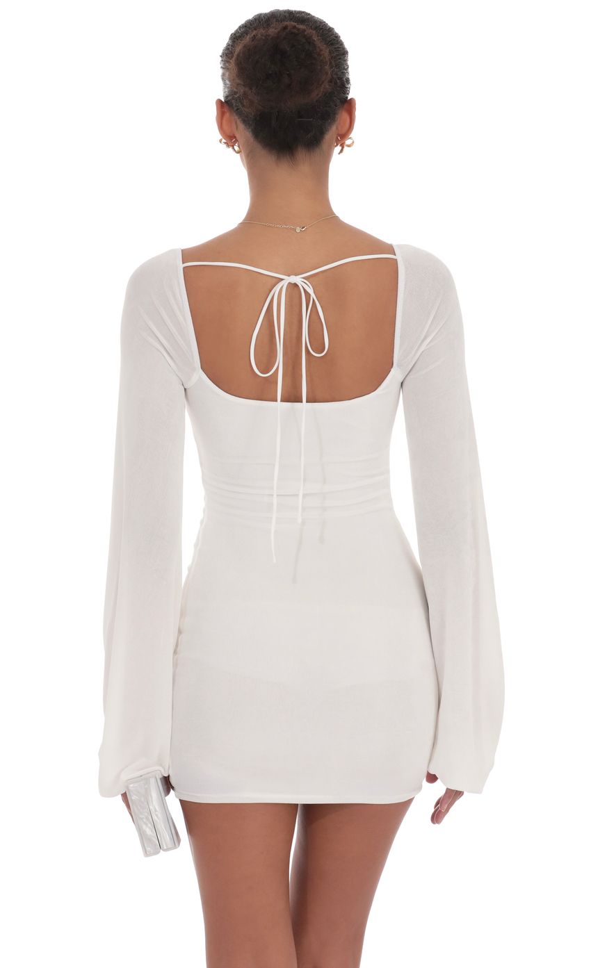 Picture Long Sleeve Bodycon Dress in White. Source: https://media-img.lucyinthesky.com/data/product-media/850xAUTO/30c54509-1a9a-4f87-a0be-764ecb290ae8.jpg