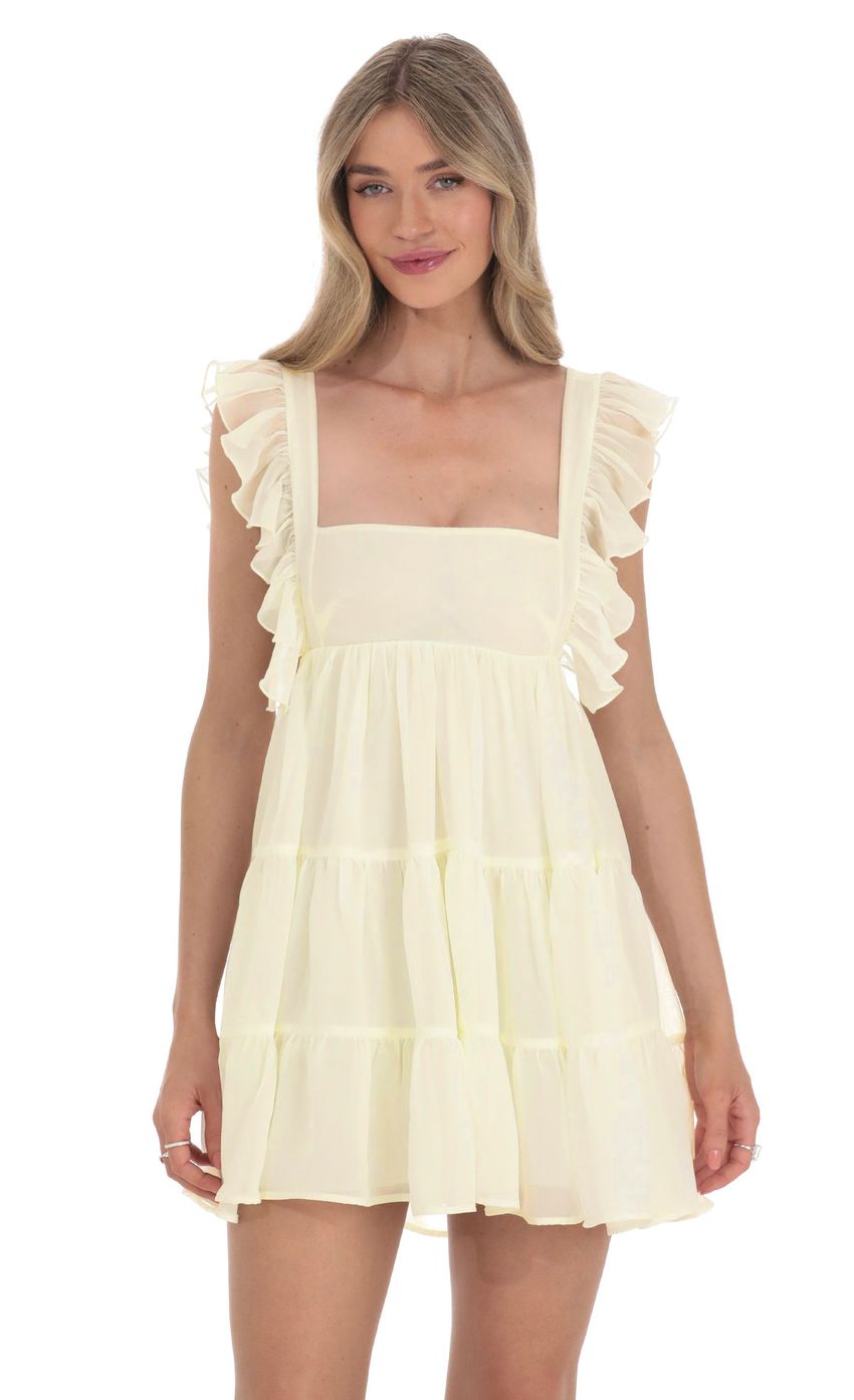 Product image for Ruffle Strap Babydoll Ruffle Dress in Ivory