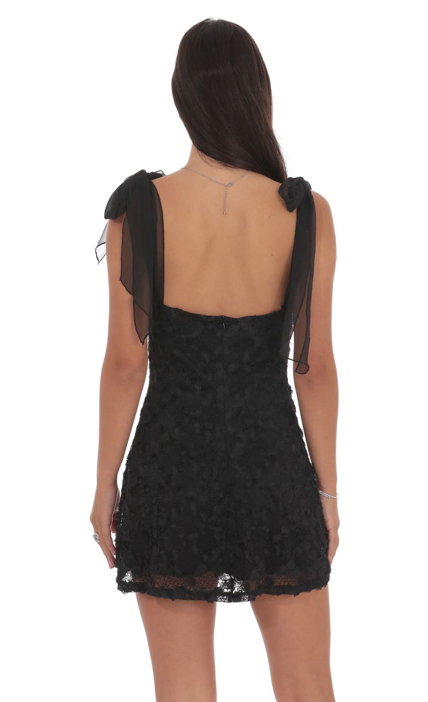 Product image for Textured Floral V-Neck Dress in Black