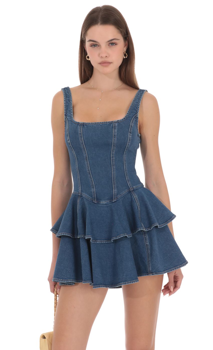 Product image for Juliette Tiered Denim Mini Dress