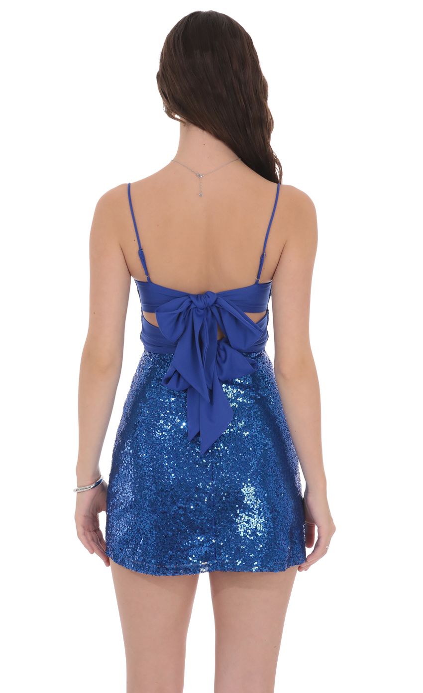 Product image for Sequin Front Twist Bodycon Dress in Royal Blue