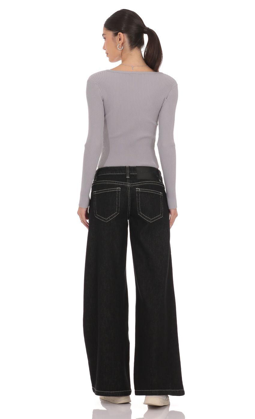 Product image for Low Rise Wide Leg Jeans in Black