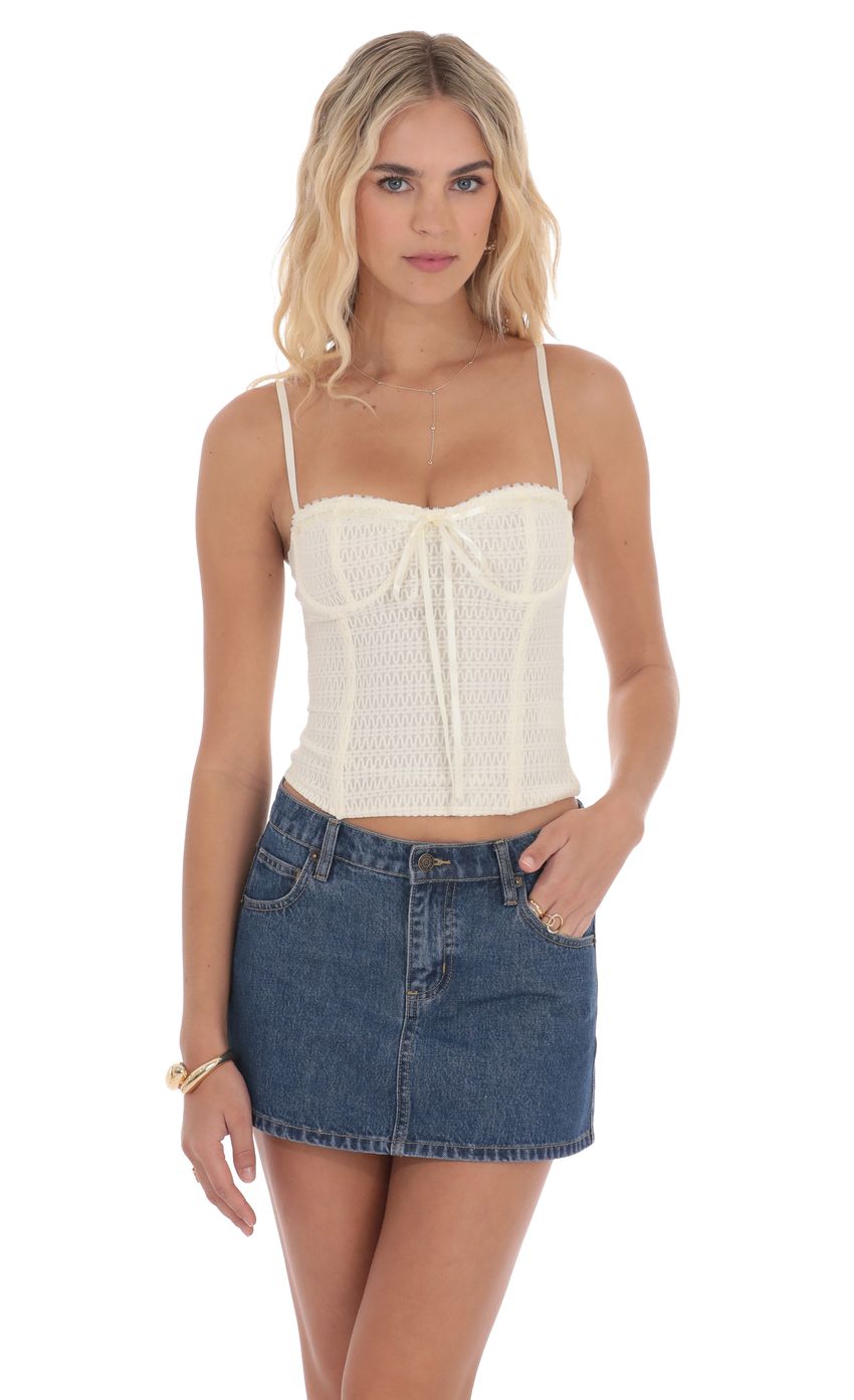 Picture Low Rise Denim Mini Skirt in Blue. Source: https://media-img.lucyinthesky.com/data/product-media/850xAUTO/32bf47d7-0269-4b1b-b35a-eee8f8a0bb5c.jpg