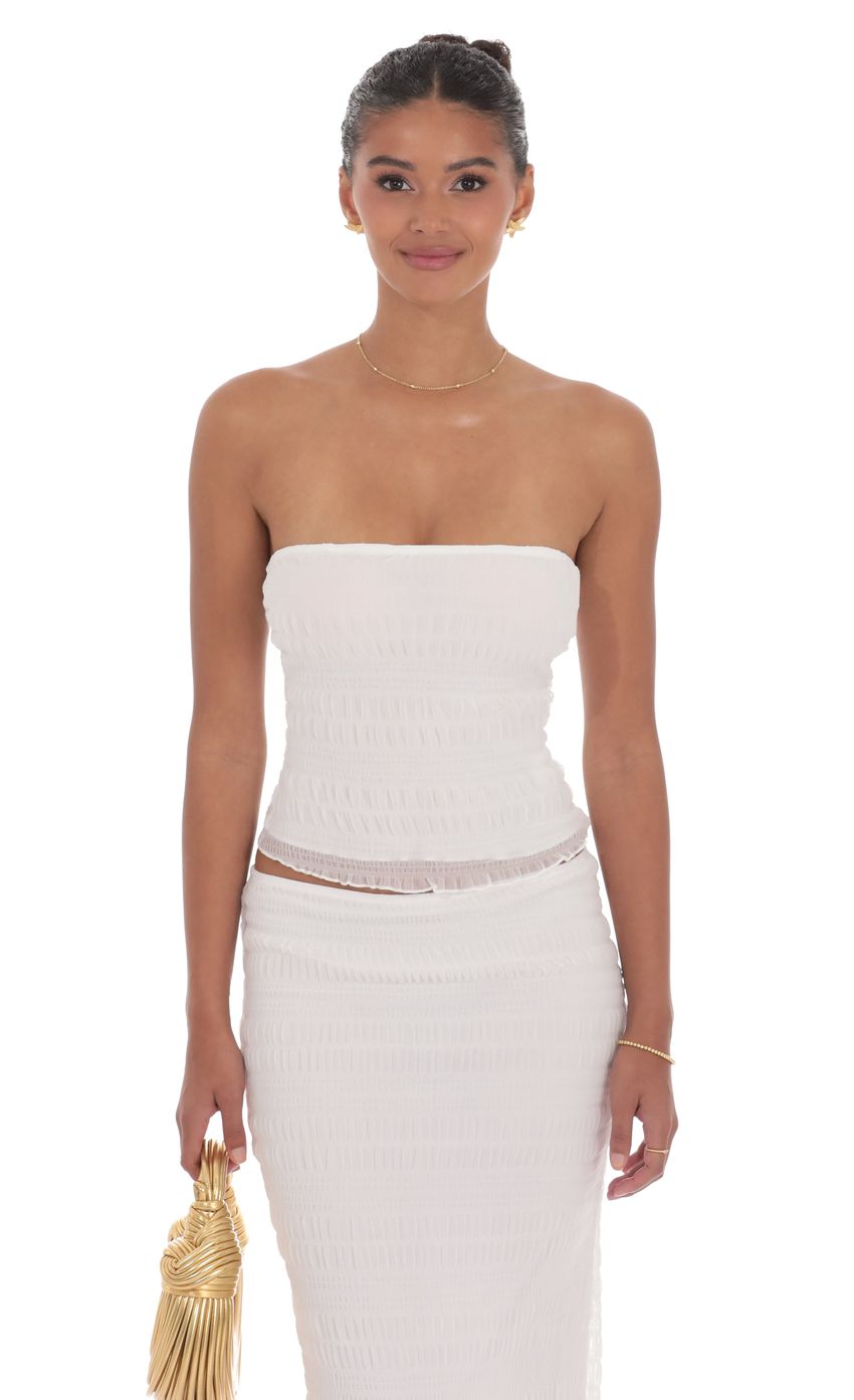 Product image for Textured Tube Two Piece Set in White