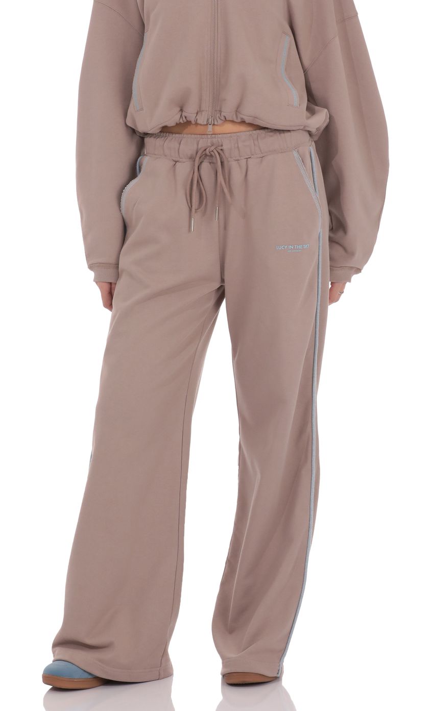 Product image for Two-Toned Cinchable Sweatpants Pants in Taupe