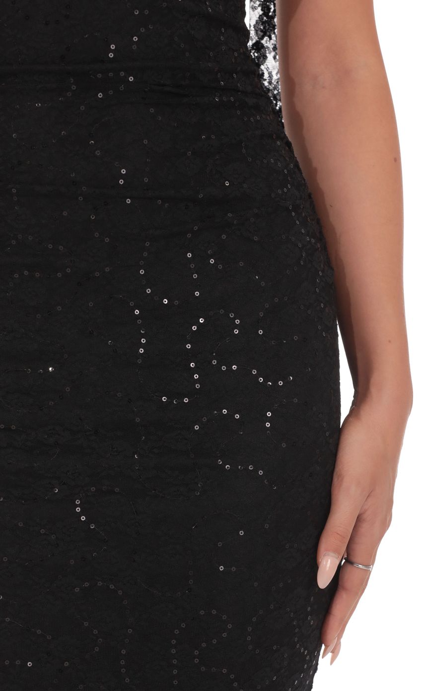 Product image for Sequin Scarf Lace Maxi Dress in Black