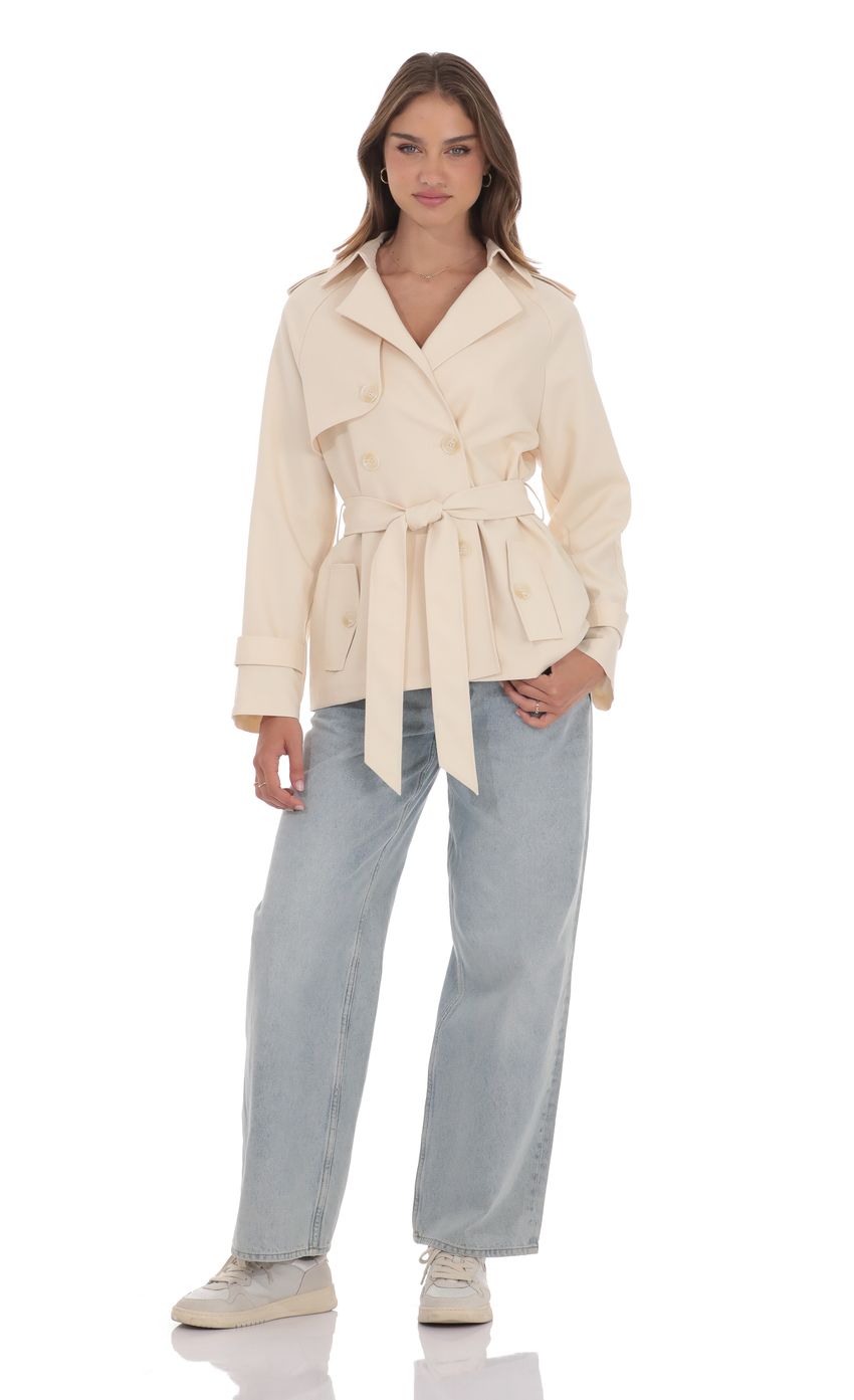 Product image for Double Breasted Trench Coat in Cream