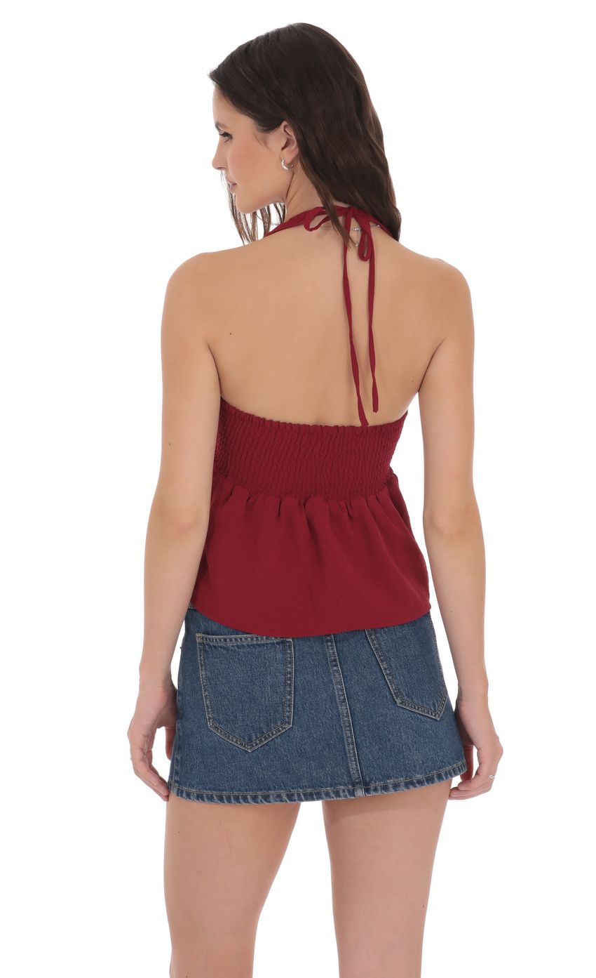 Product image for Scrunch Halter Top in Red