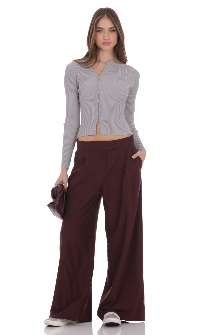 Product image for Pleated Baggy Trousers in Burgundy