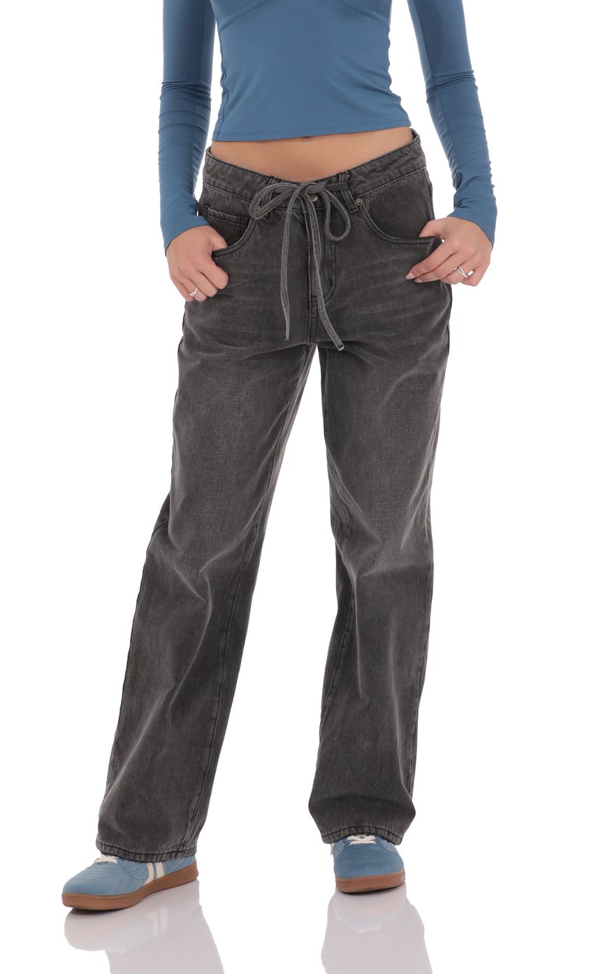 Изображение товара для Джинсы на кулиске из тёмно-серого денима