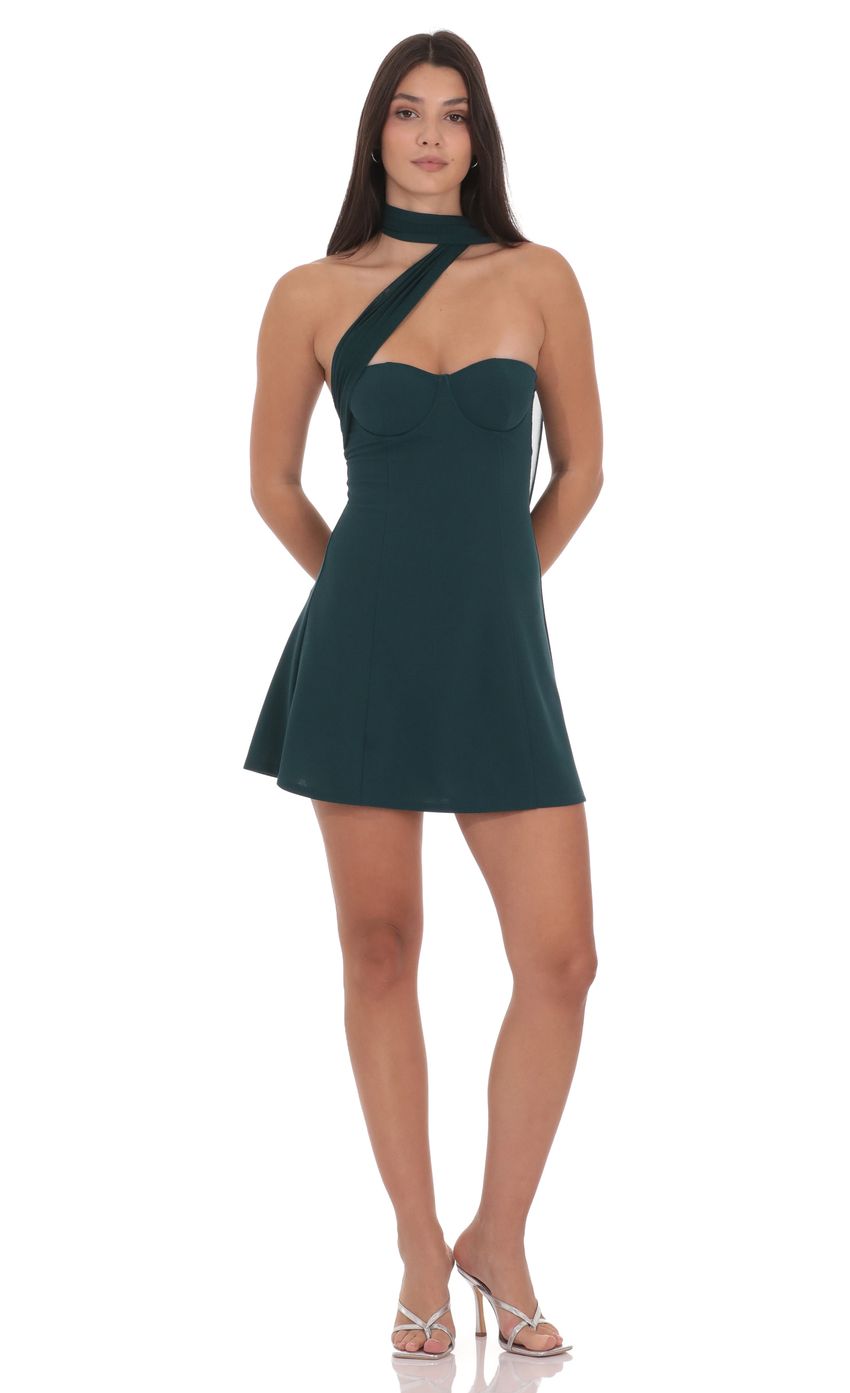 Product image for Scarf Wrap Fit and Flare Dress in Green