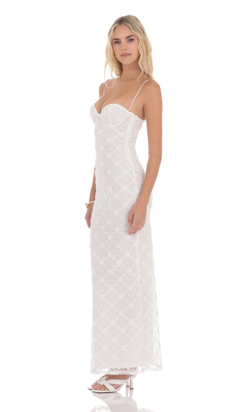 Picture Sequin Floral Maxi Dress in White. Source: https://media-img.lucyinthesky.com/data/product-media/850xAUTO/37f5fdf6-18de-46da-a3c9-6557feecdc3c.jpg