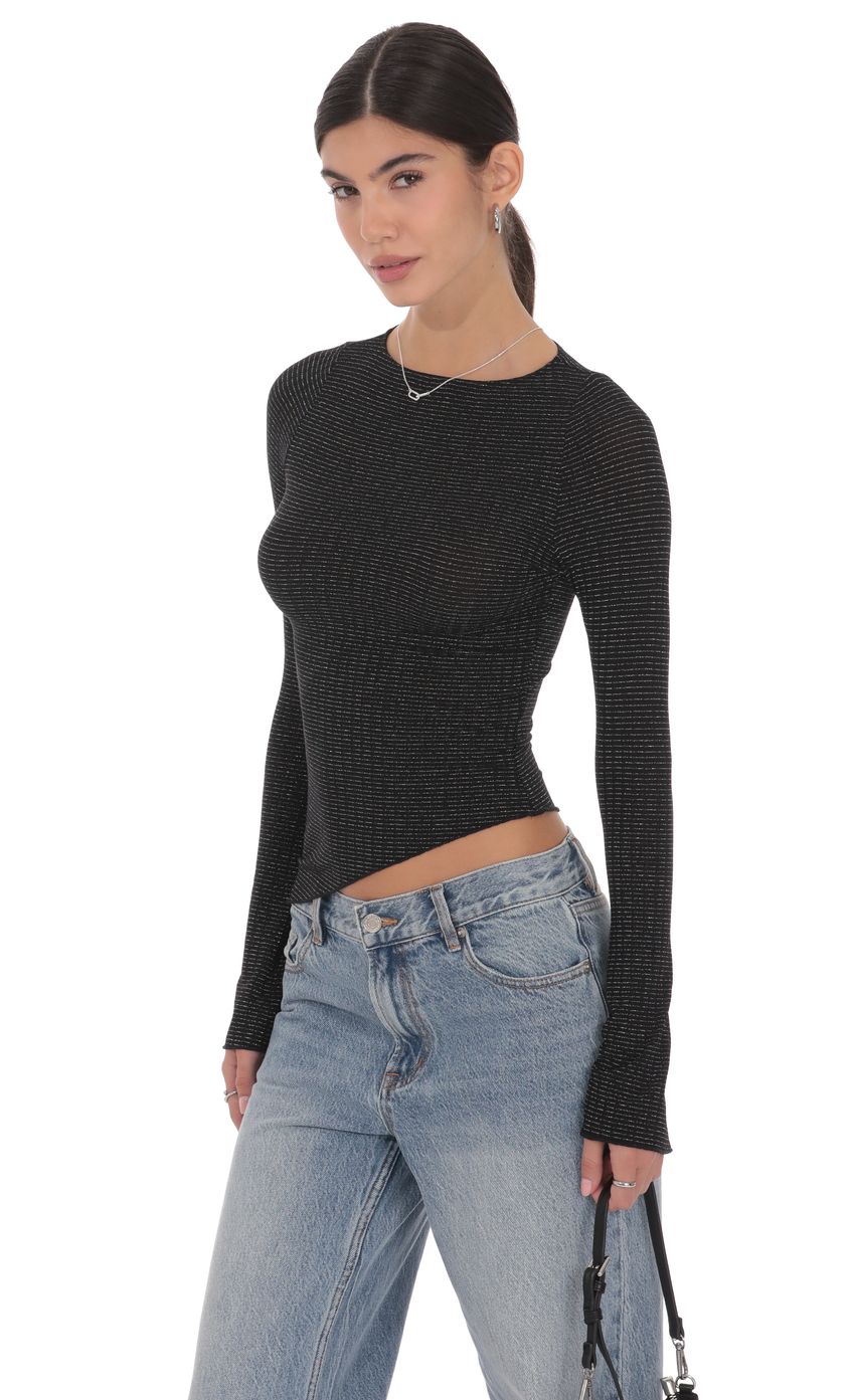 Product image for Shimmer Asymmetrical Top in Black