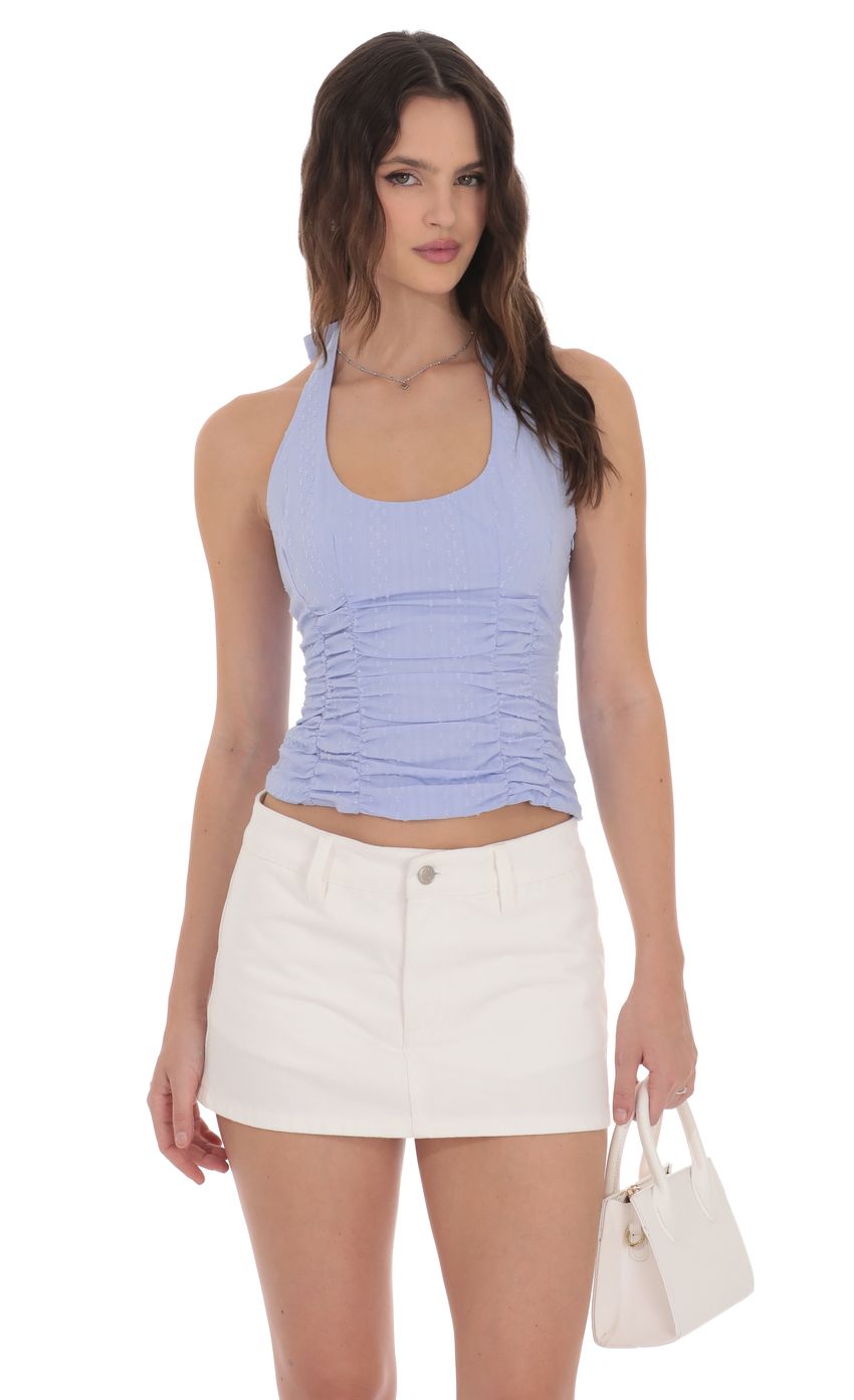 Product image for Dotted Halter Top in Powder Blue