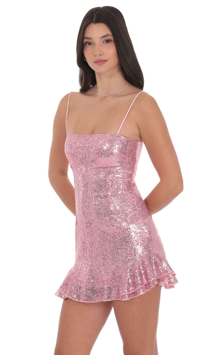 Product image for Sequin Ruffle Dress in Pink