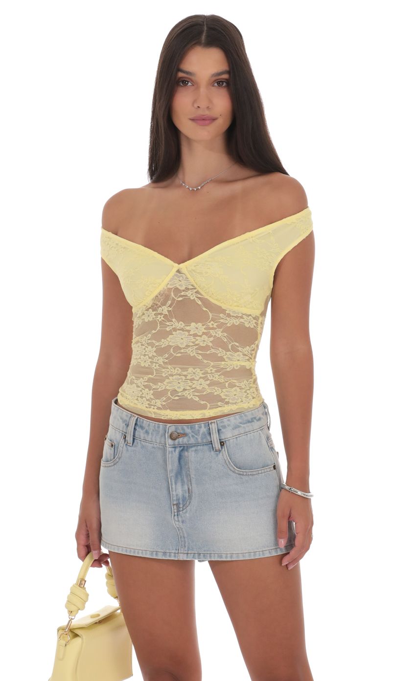 Product image for Off Shoulder Lace Top in Yellow