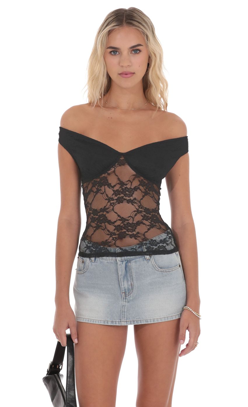 Product image for Off Shoulder Lace Top in Black