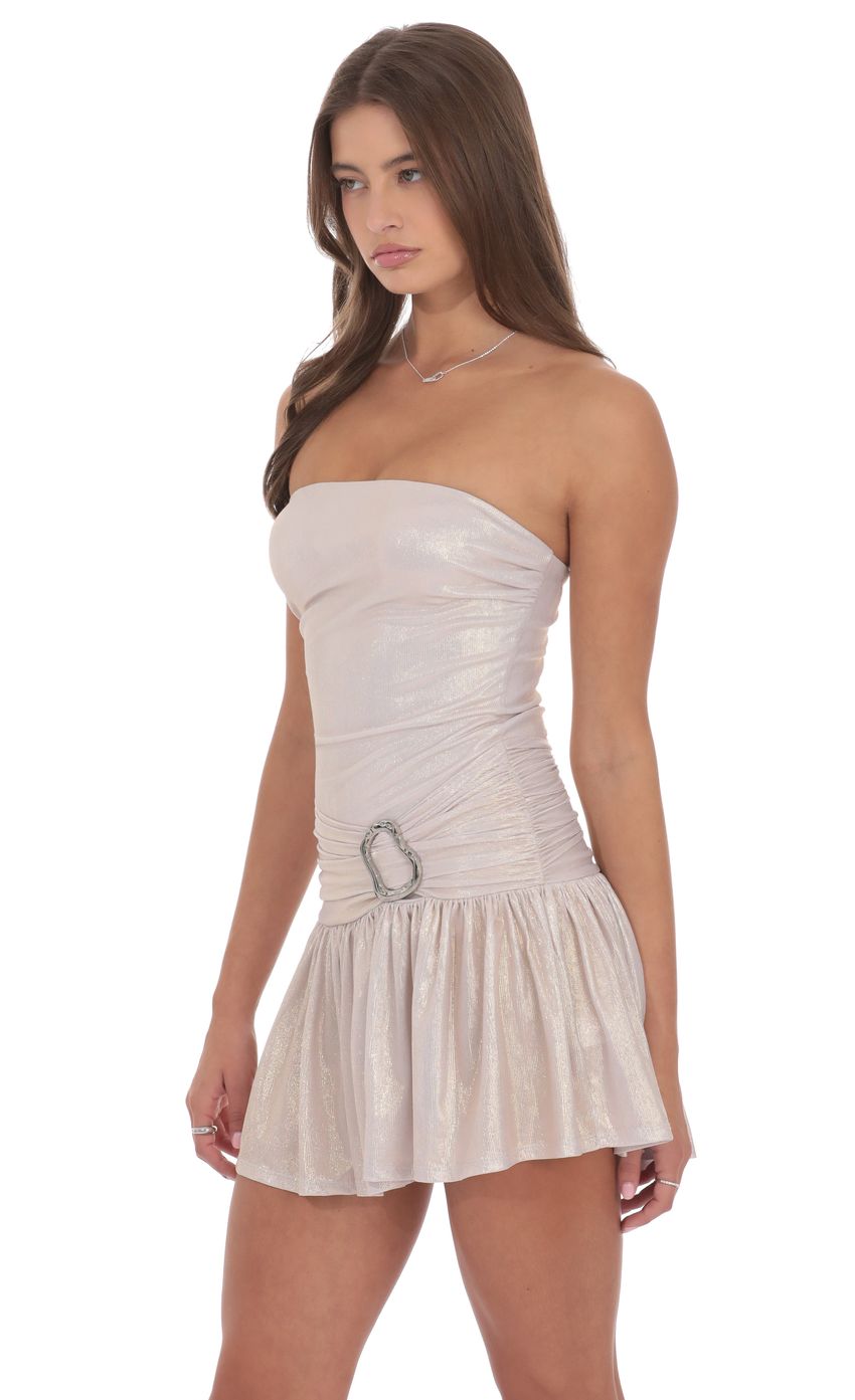 Product image for Metallic Embellished Strapless Dress in Rose Gold