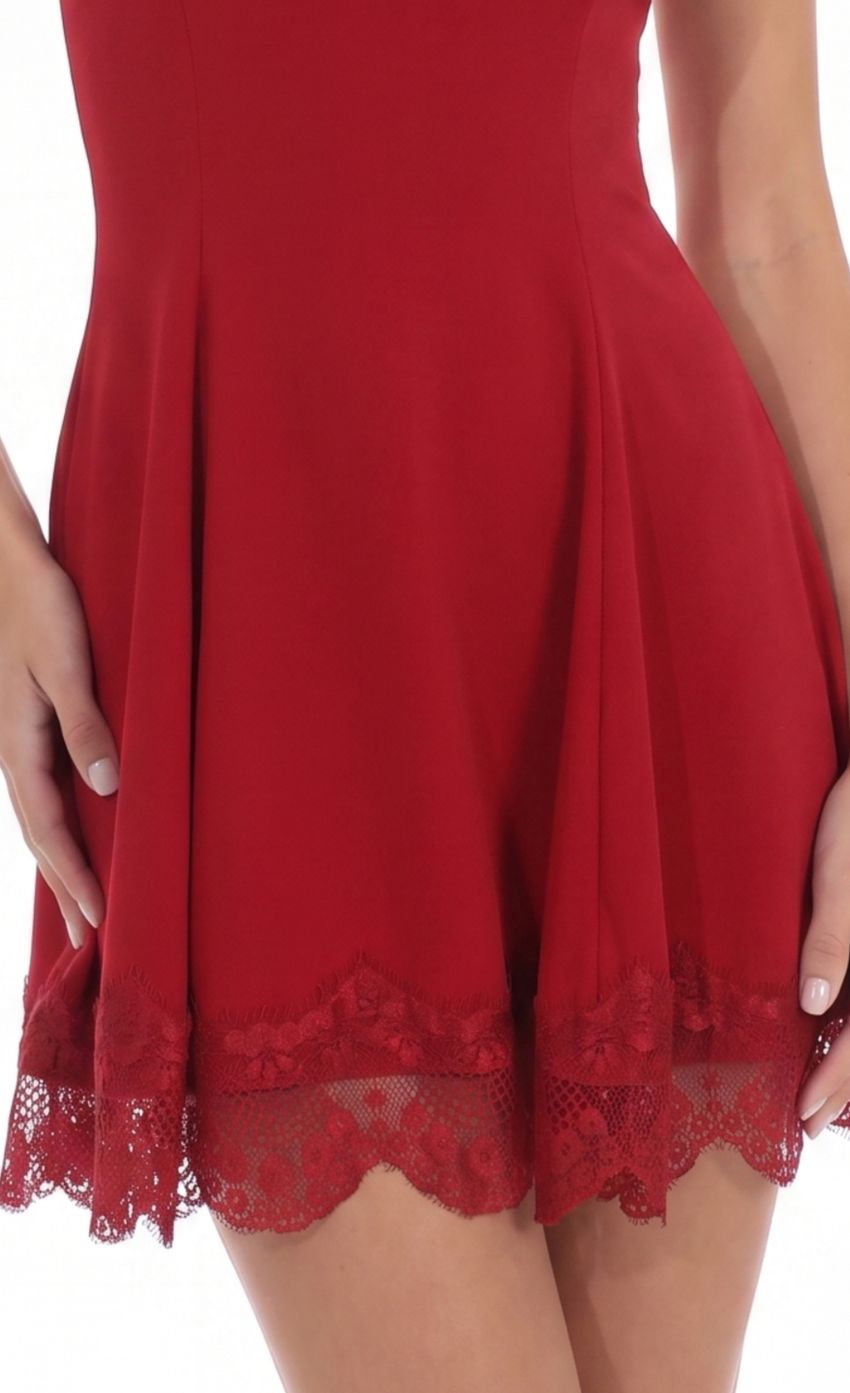 Product image for Strapless Dress with Lace-trim Hem in Red