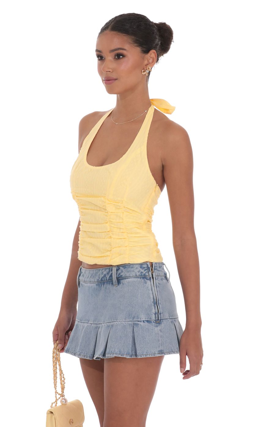 Product image for Dotted Halter Top in Yellow