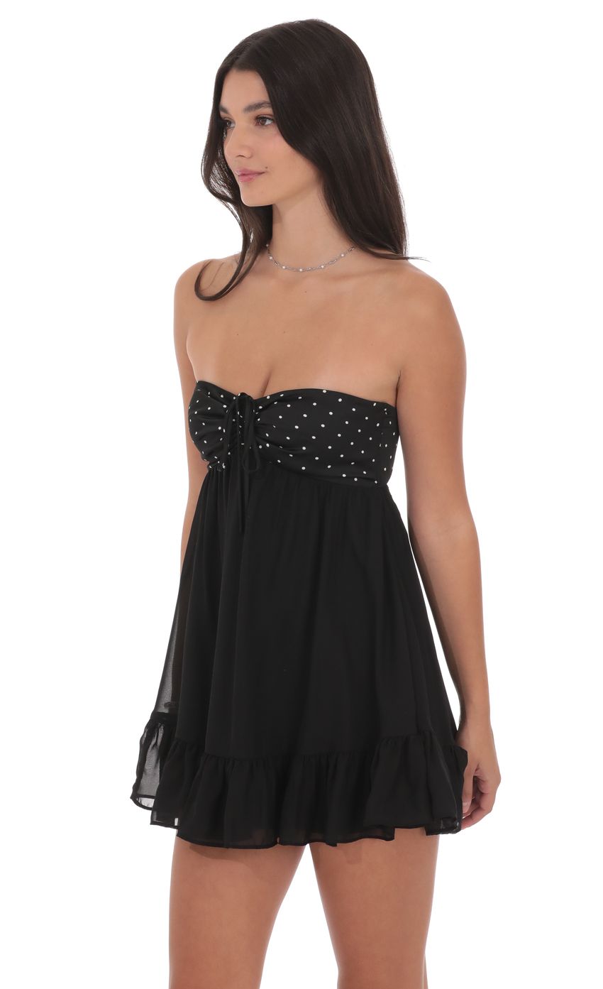 Product image for Babydoll Polka Dot Bust Dress in Black