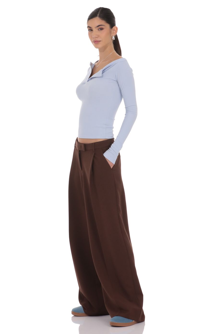 Product image for Pleated Wide Leg Trousers in Brown