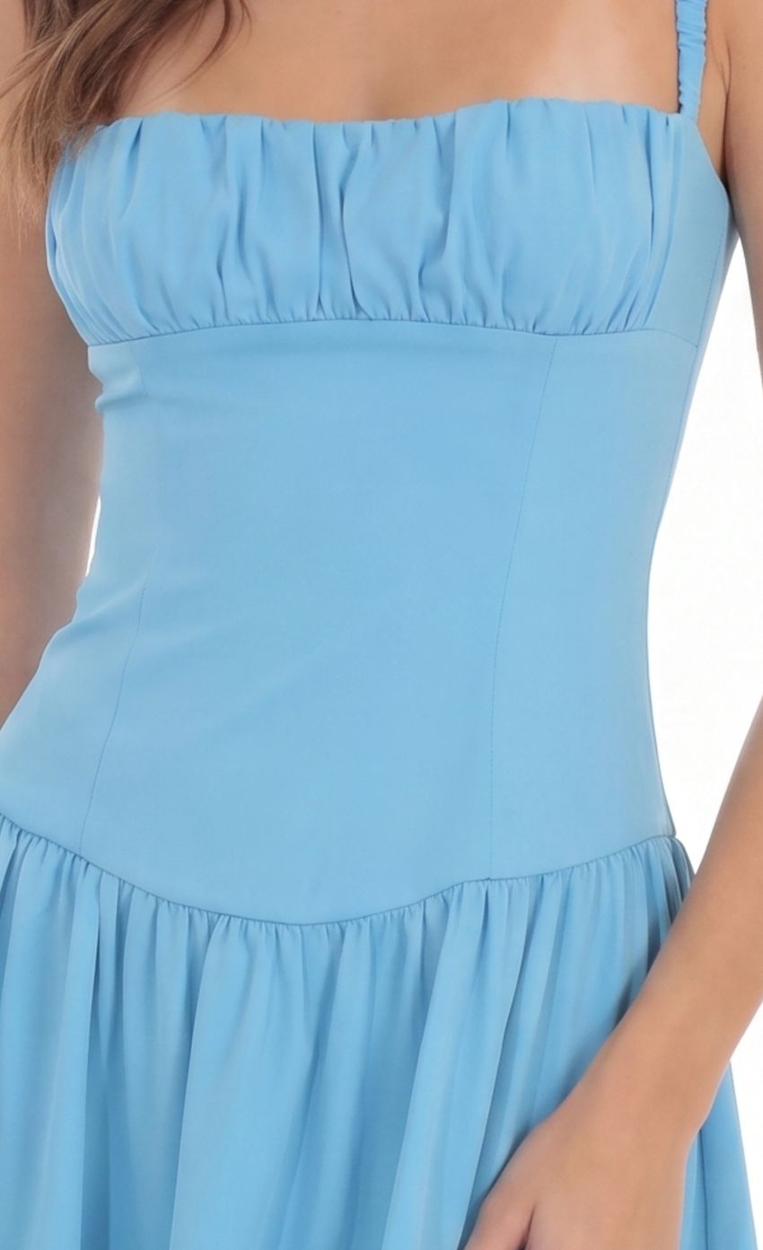 Product image for Ruched Fit and Flare Mini Dress in Aqua Blue
