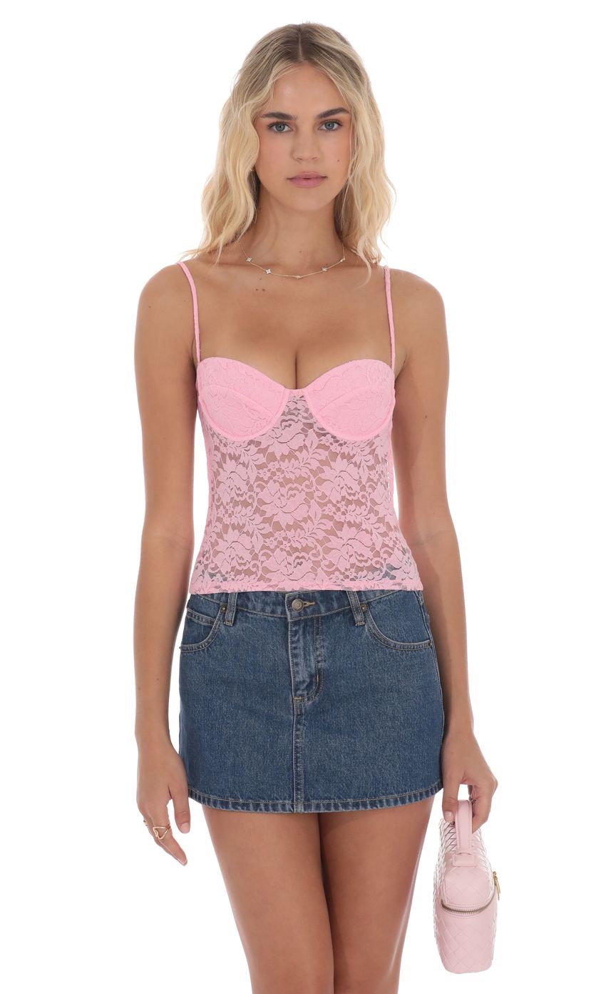 Product image for Sheer Lace Top in Pink