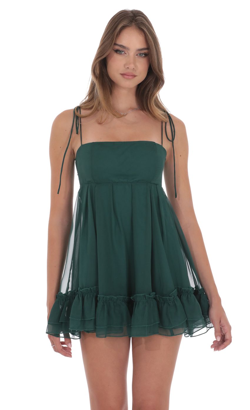 Product image for Chiffon Babydoll Dress in Green