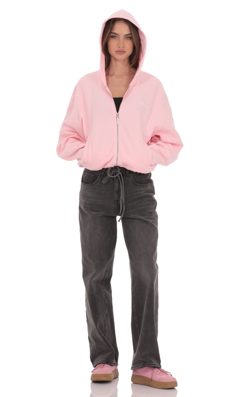 Изображение товара для Розовое худи на молнии из флиса