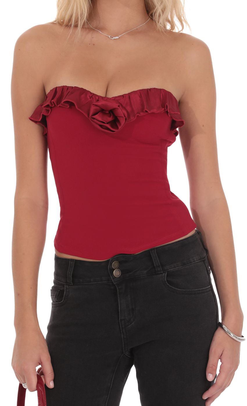 Product image for Satin Rosette Top in Red