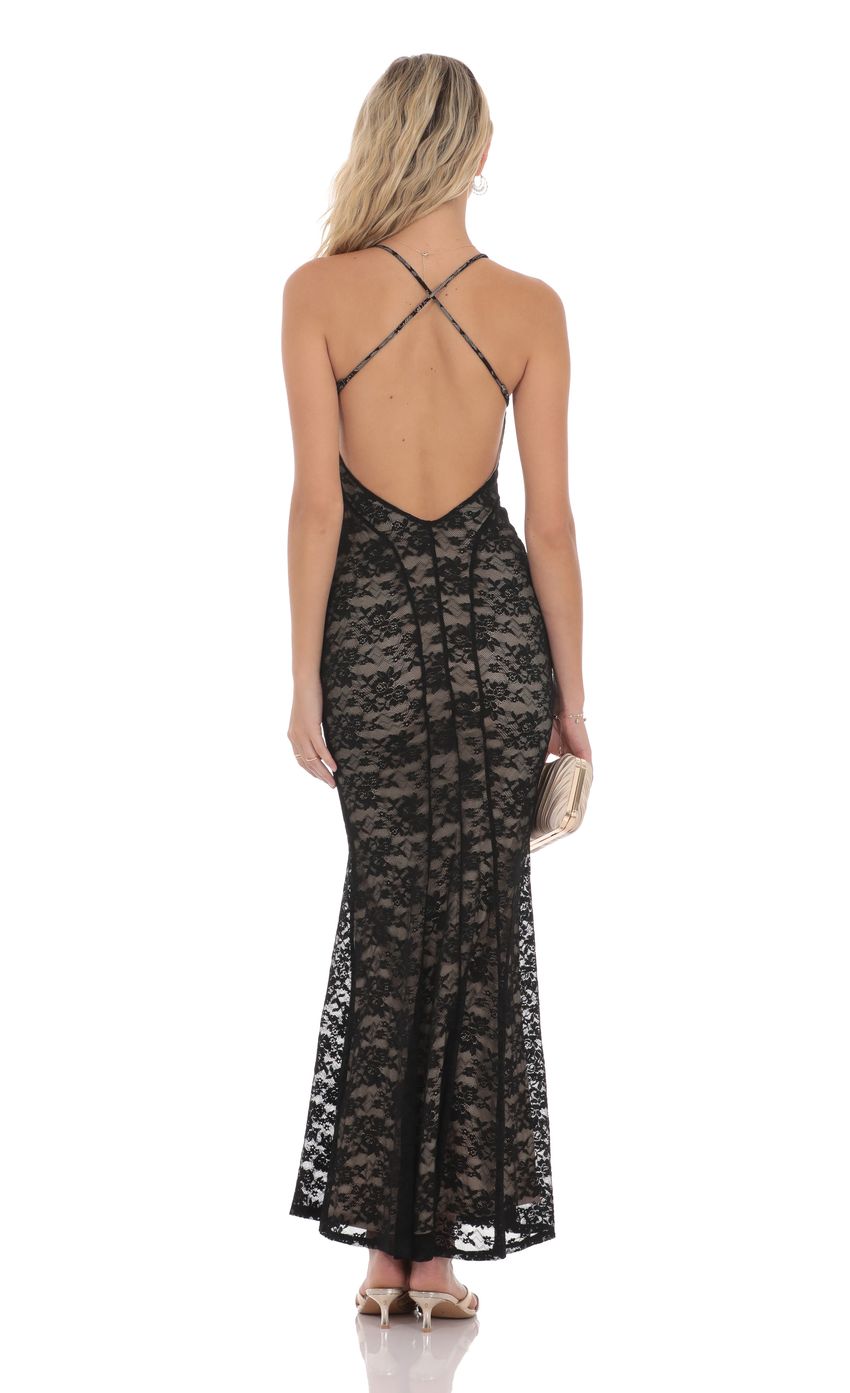 Picture Lace V-Neck Mermaid Dress in Black. Source: https://media-img.lucyinthesky.com/data/product-media/850xAUTO/3e29bf8c-85de-4714-85f5-e78ea6375262.jpg