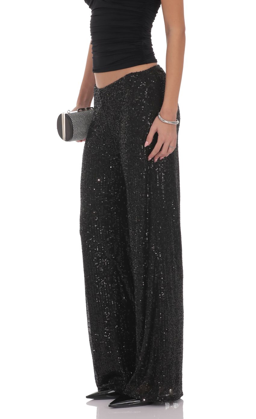 Product image for Straight Sequin Pants in Black