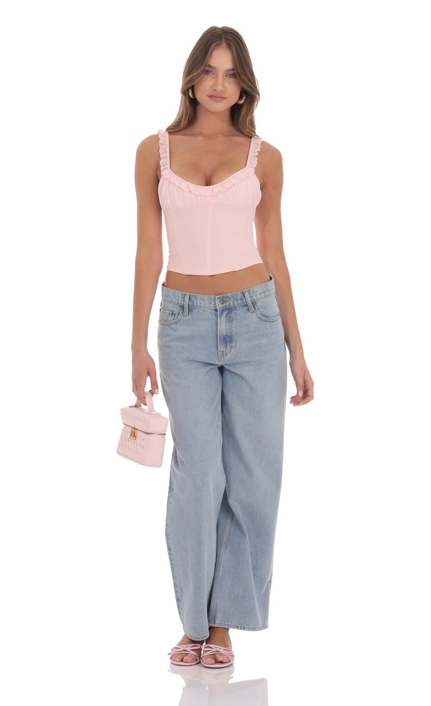 Product image for Ruffle Scoop Corset Top in Pink