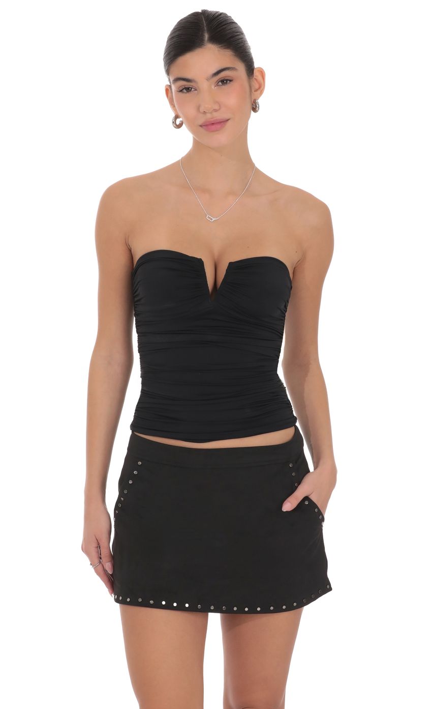 Product image for Studded Suede Skirt in Black