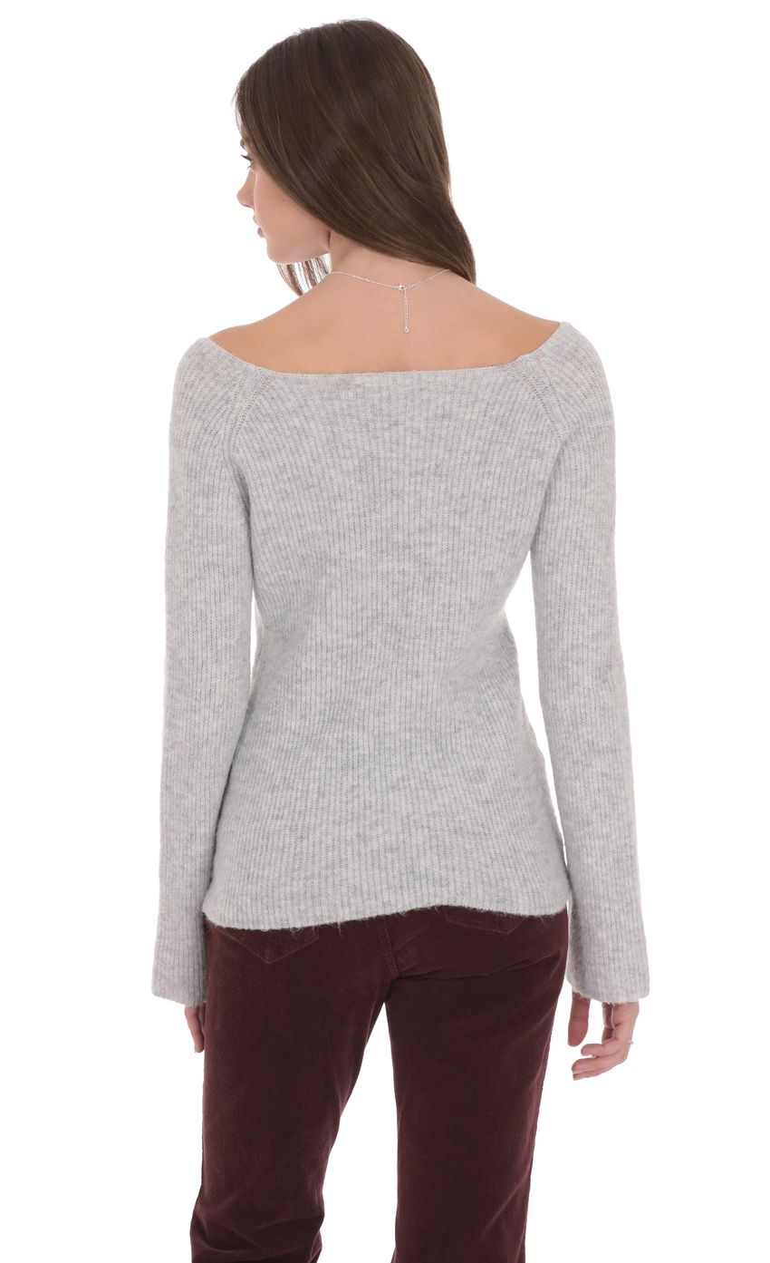 Product image for Knit Keyhole Jumper in Light Grey