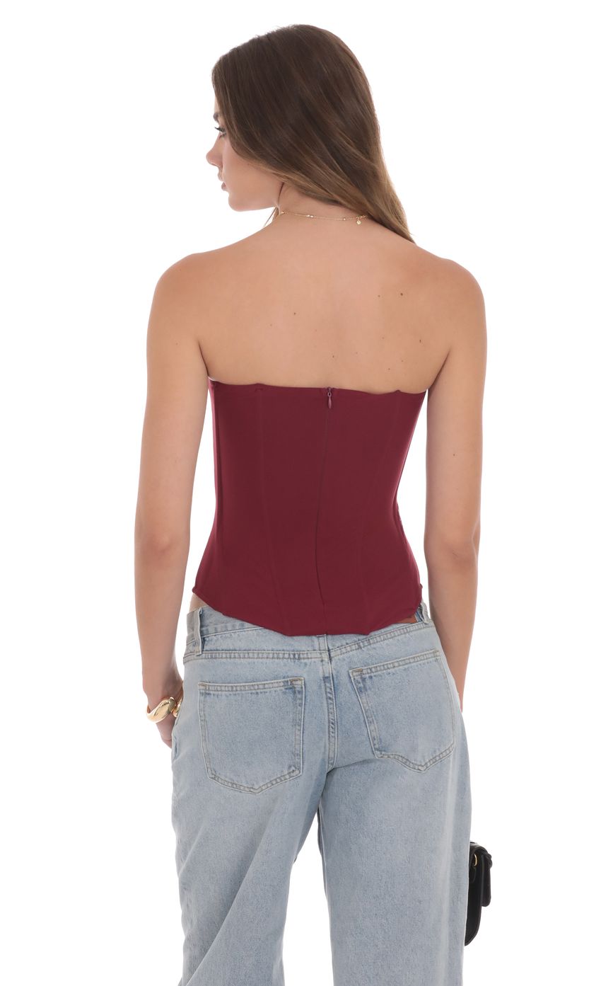 Product image for Strapless Corset Top in Maroon