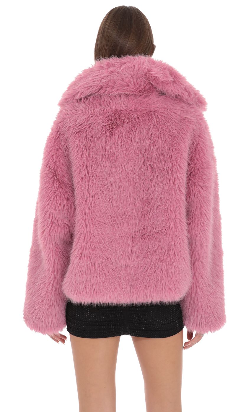 Product image for Corinne Faux Fur Jacket in Pink